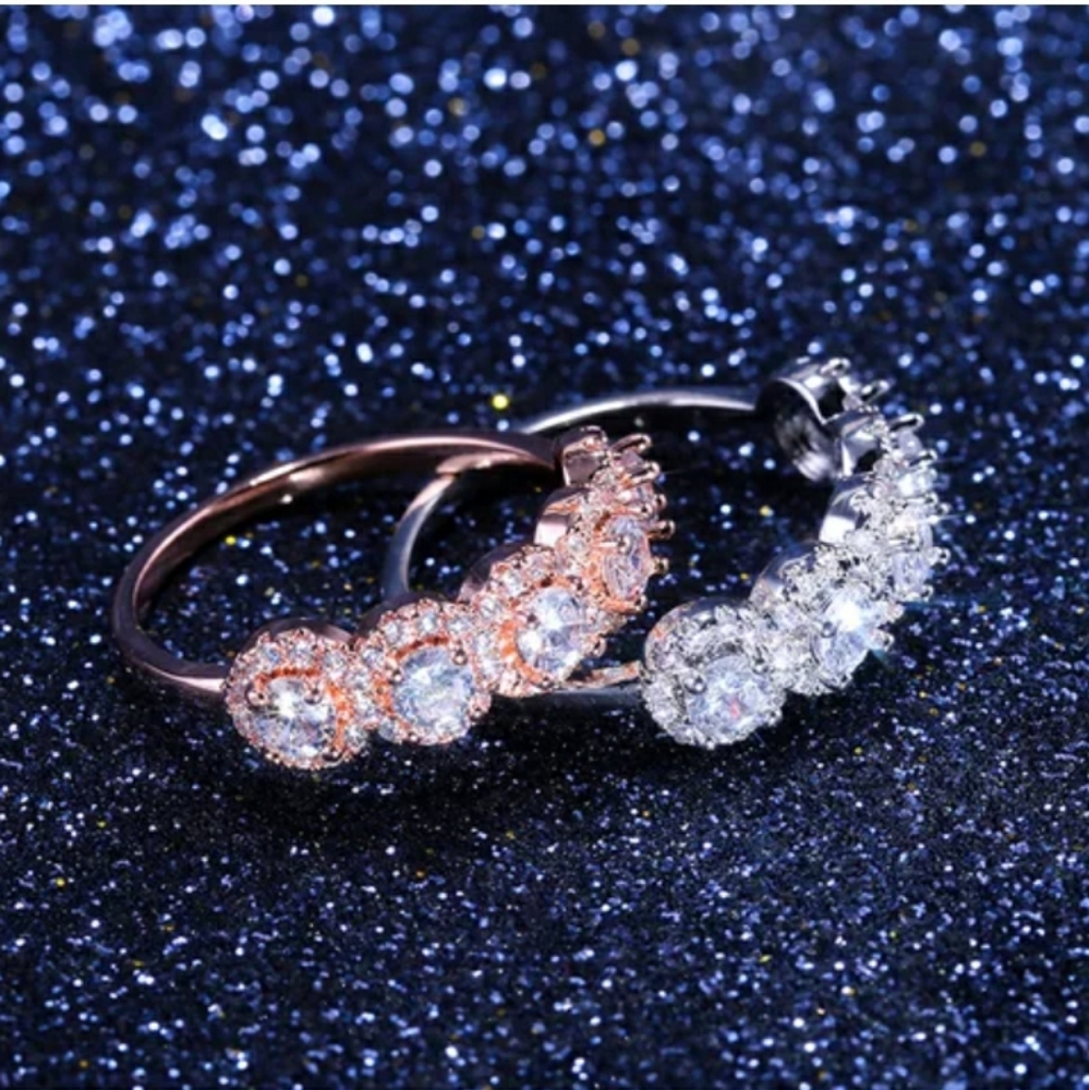 New Silver/Rose Gold Eternity Band Ring - Picture 4 of 6